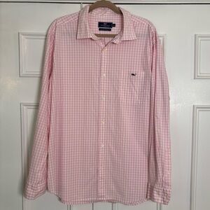 Vineyard Vines Mens Preppy Long Sleeve Pink Checked Button Down Shirt size XXL